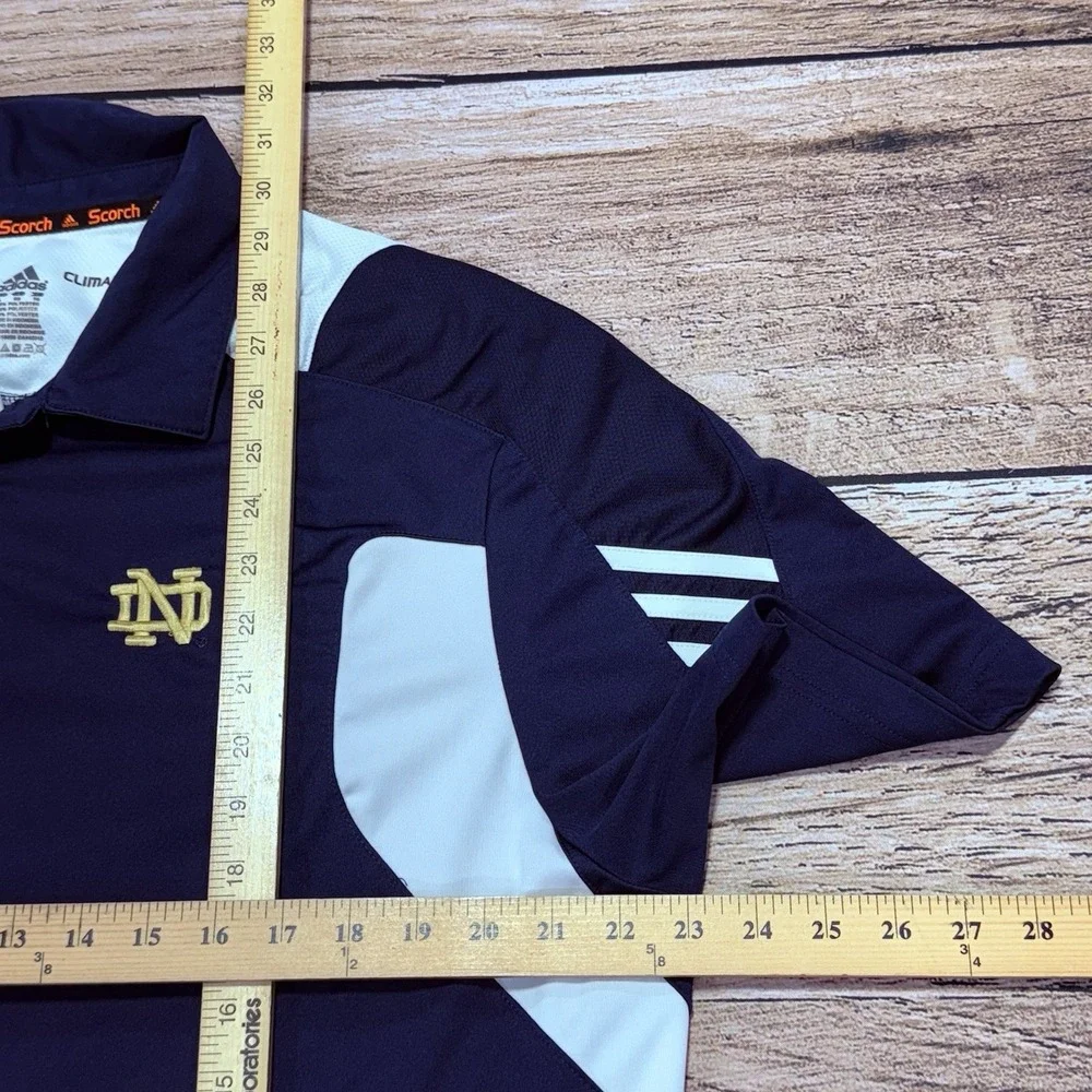 adidas Notre Dame Polo Shirt Mens XL Blue Scorch Climalite Golf Stretch 3 Stripe
